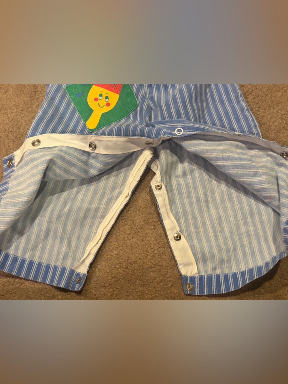 Vintage Daddy’s Little Helper Retro Pinstripe Snap Button Overalls, 12 Months - Picture 8 of 11